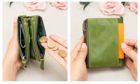 Carteras de Piel Genuina CONTACT'S para Mujeres - Carteras Cortas de Doble Pliegue, Monederos de Moda para Mujeres, Porta Tarjetas, Monedero, Clip para Dinero, Carteras para Mujeres y Hombres - details 5