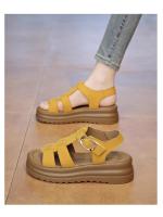 Sandalias romanas de suela gruesa para mujer, para uso al aire libre en verano 2025, nuevas, de piel auténtica, antideslizantes, versátiles, con falda, zapatos casuales. - details 2