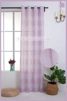 Cortina de tela semitransparente de lino y poliéster con diseño entre rayas.150x260cm. Decoración del hogar. - details 0