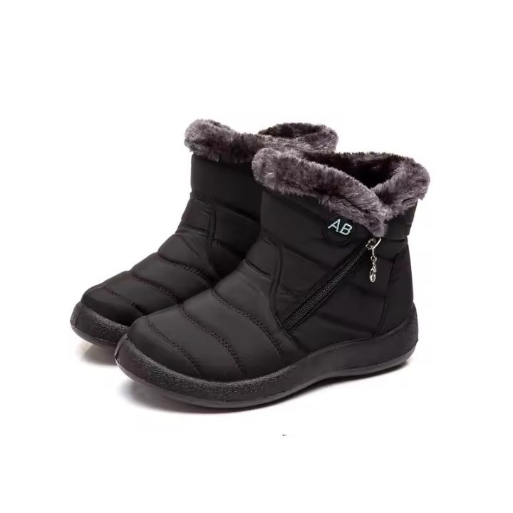 Botas de nieve grandes para mujer, forro polar con nudos de algodón, botas cálidas impermeables de corte medio - 1