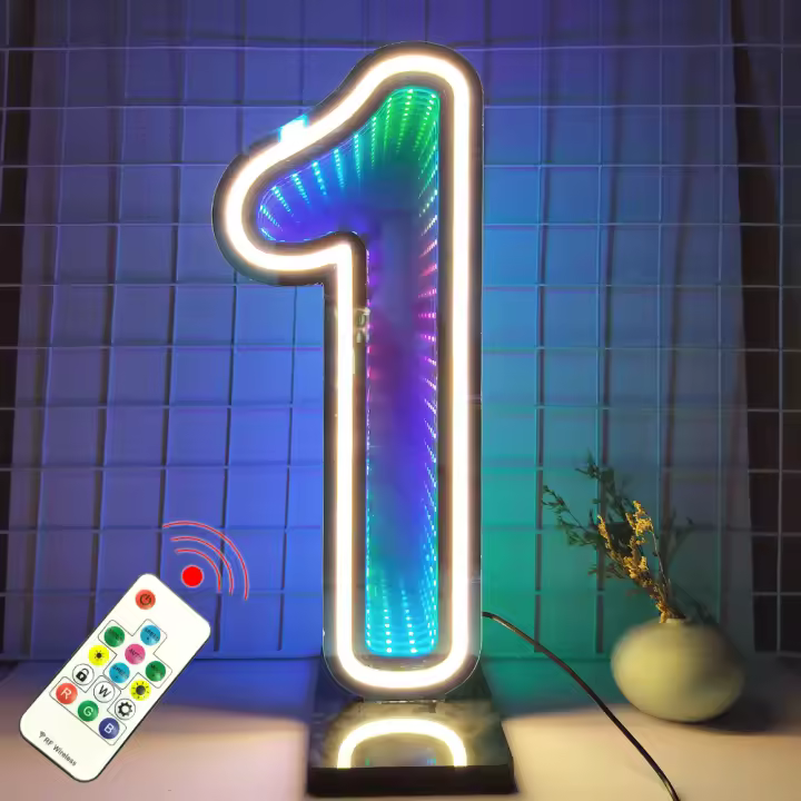 Luz Digital de Espejo Infinito de Doble Cara Luz de Neón LED Súper Brillante para Decoración de Fiesta y Diversión - 1