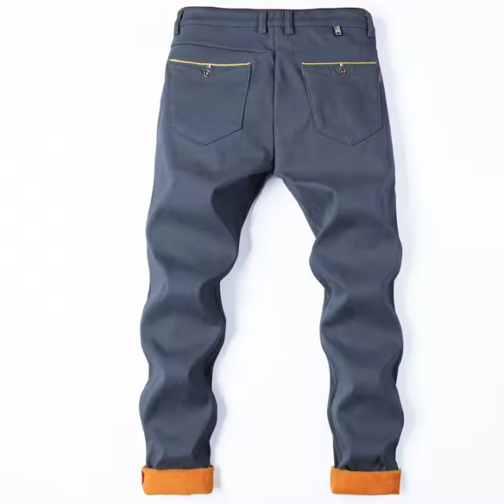 Pantalón de pierna recta para hombre, moda coreana, cálido y grueso, informal, para nieve, nuevo, ajustado, para invierno - 1