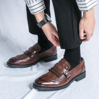 Zapatos formales de negocios para hombres, borla de empalme de un solo botón, Retro, moda juvenil, diario, oficina, banquete, novio, boda - details 14