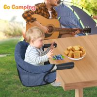 Mesa para Bebé, Trona Portátil Plegable con Arnés de Seguridad, Asiento Enganchable infantil con Bolsa de Transporte para Casa y Viajes (Azul) - details 7
