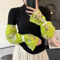 Hebilla de estilo chino impresa mangas de seda de hielo Anti-UV aislamiento UV gasa protector solar manga flor protección solar - details 8
