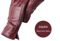 Guantes de piel de oveja para mujer, manoplas cortas de terciopelo fino para pantalla táctil, de cuero, de buena calidad, para invierno, 2226 - details 19