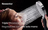 Newentor-Cabezal de ducha de mano con filtro de aniones, alta presión, 6 modos de pulverización, ahorro de agua - details 0