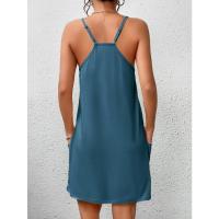 Camisón de Estilo Primavera-Verano para Mujeres en Casa Doble Uso de Seda y Lácteo Bolsillos - details 7