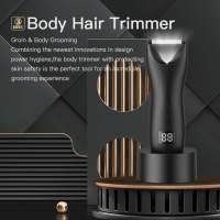 Kit de cortapelos profesional inalámbrico para hombres, afeitadora de barba y recortadora de nariz, pantalla LCD, aseo corporal impermeable - details 2