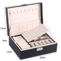 Organizador de Joyería de Cuero de Dos Capas Caja de Almacenamiento de Joyas con Cerradura para Collares, Pendientes, Anillos Regalo Ideal para Mujeres y Niñas - details 0