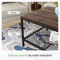 Mesa central de salón, minimalista de estilo industrial, mesa de centro con malla decorativa, 45x110x60 cm. para sala de estar y oficina - details 5