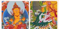 Retrato de Bodhisattva Manjusri Avalokitesvara Tara Pintura de Pared de Escuela Tantrica Xizang - details 12