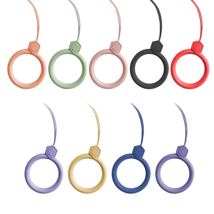Accesorios simples y bonitos para teléfono móvil, llavero de silicona, cordón, correa para teléfono, anillo para dedo, correas para llaves - 1