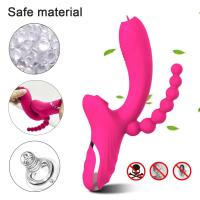 Leten 3 en 1 consolador con ventosa para clítoris vibrador para mujeres clítoris punto G lengua lamiendo estimulador de vacío juguetes sexuales productos para adultos para mujeres - details 2