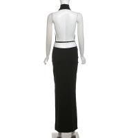 BUNO-Vestido con cuello Halter y huecos de gato extraño para mujer, vestido Sexy sin mangas con aberturas y cuello bajo, vestido ceñido largo coqueteo para banquete de medianoche - details 8