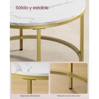 Centro, Mesita de Salón, de Mármol de Imitación Redonda, Estante de Vidrio Templado, Montaje Fácil, Estilo Moderno, Blanco Mármol y Dorado Claro LCT072W59 - details 5
