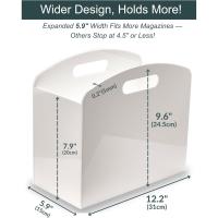 Revistero acrílico para piso, soporte de periódicos con asas, moderno Lucite para revistas y cesta de libros para baño, dormitorio, sala de estar - details 1