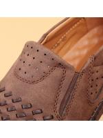 2025 nuevos zapatos de hombre de gran tamaño, de malla, informales, de cuero, con suela de piel de vaca, transpirables y sin cordones. - details 1