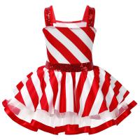 Traje de baile de Navidad para niñas, vestido tutú de ballet con bastón de caramelo a rayas, leotardo gimnástico para patinaje artístico, ropa de baile para fiestas navideñas - details 11