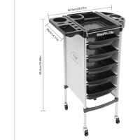 Carro plegable de peluquería, carrito de peluquería, carrito de trabajo, carrito de cosméticos con 5 cajones, para estilista, peluquería, peluquería, salón de belleza, color blanco - details 2