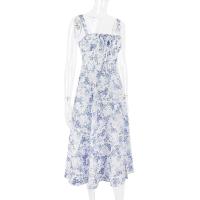 Vestido Midi bohemio de verano con tirantes finos y abertura en el muslo, vestido con lazo en la parte delantera, estampado liso, sin mangas, Vintage, vestidos de playa - details 41