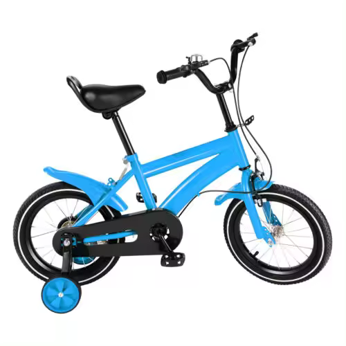 Bicicleta de 14 pulgadas para niños y niñas, bici con rueda de entrenamiento estable, el mejor regalo, azul - 1
