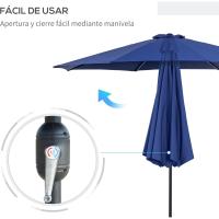 Parasol de Jardín con Manivela Ø295x250 cm Inclinable y Desmontable de Metal para Balcón, Piscina, Patio - details 39