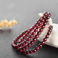 Pulsera de cuentas de piedra de Granada roja Natural para Mujer y hombre, brazaletes con dijes de granate oscuro, Pulseras de regalo de amistad para meditación y Yoga para Mujer - details 1