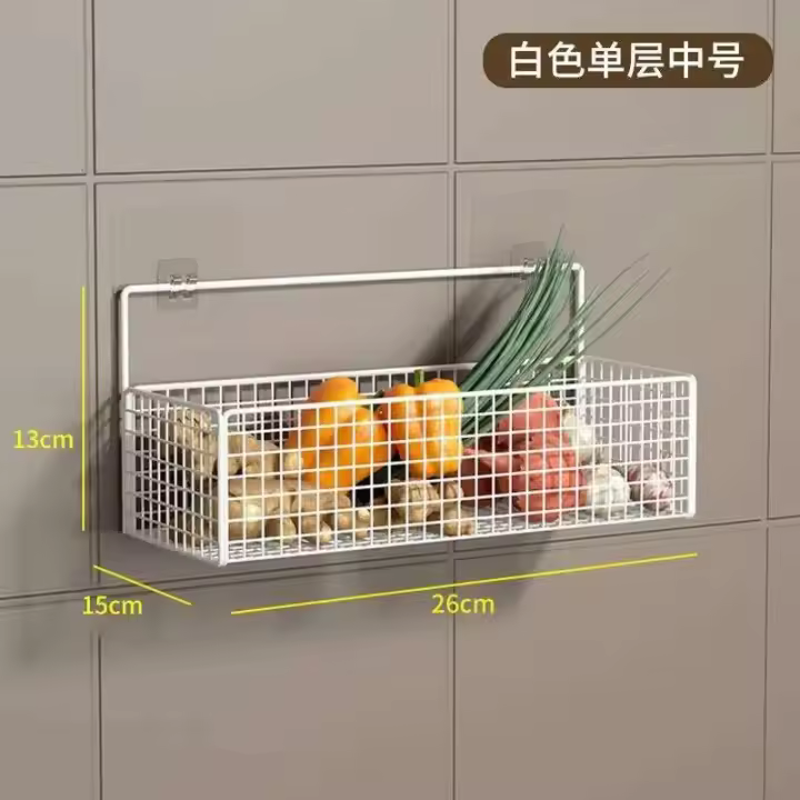 Estante de iluminación de cocina, cestas para colgar en la pared para frutas, verduras, cebollas, jengibre y O, no requiere perforación - 1