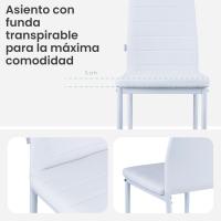 Sillas de Comedor de 4 Piezas Elegantes Resalto Alto, Asiento Ergonómico, Diseño con Costuras Decorativas Material de Piel Sintética, Estructura de Acero - details 45