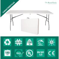 Mesa Plegable Sólida 180cm, portátil, Normativa Uso público Interior/Exterior (EN 581-1/3) Tablero Resina HDPE 3,5cm, Capacidad 6/8 Personas y Carga 150 kg. multiuso - details 4
