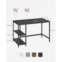 Escritorio con 2 Estantes a la Izquierda o a la Derecha, Mesa de Trabajo, para Salón Oficina, Estructura de Acero, Industrial, Negro Ébano LWD047B16 - details 2
