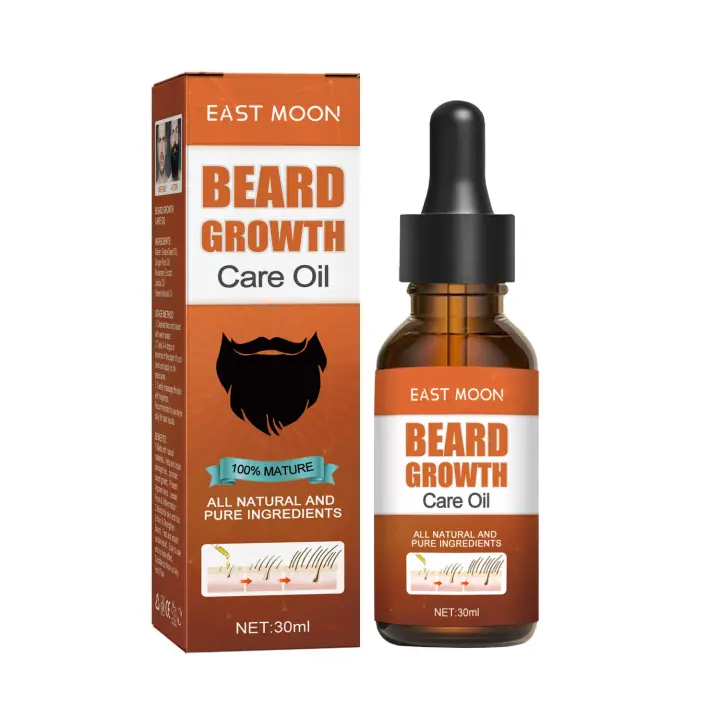 EAST MOON Aceite esencial para el cuidado hidratante de la barba de hombres de crecimiento fuerte y grueso - 1