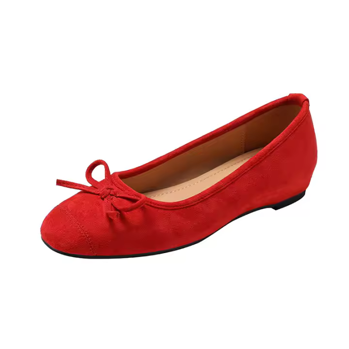 Zapatos de ballet Gamuza francesa Boca Ligera Solo 2025, nuevos, suela suave, fondo plano, punta redonda, arco un pedal. - 1