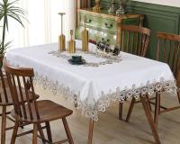 Battilo Ence mesa de comedor rectangular floral blanco bordado mantel impermeable, boda, fiesta, hogar - details 25