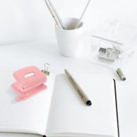 Grapadora de oro rosa, herramienta de papel, carpeta de álbum de recortes, Mini agujero, accesorio ajustable de plástico para oficina, repujado para estudiantes - details 1