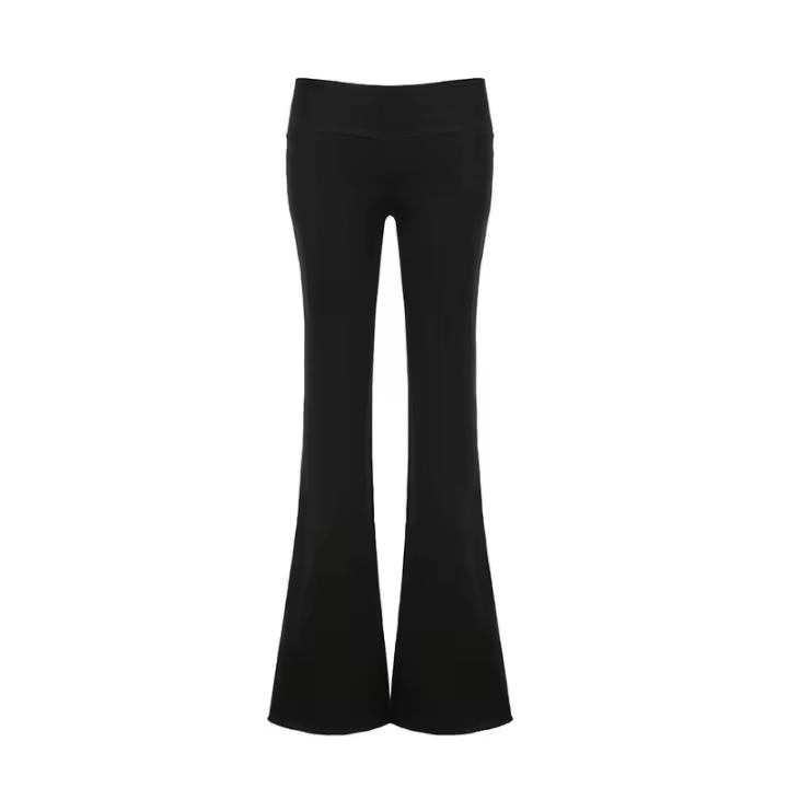 BUNO-Pantalones acampanados lisos básicos informales para mujer Y2K, pantalones ajustados de cintura baja con corte de bota, moda de otoño y primavera 2024, ropa de calle para mujer - 1