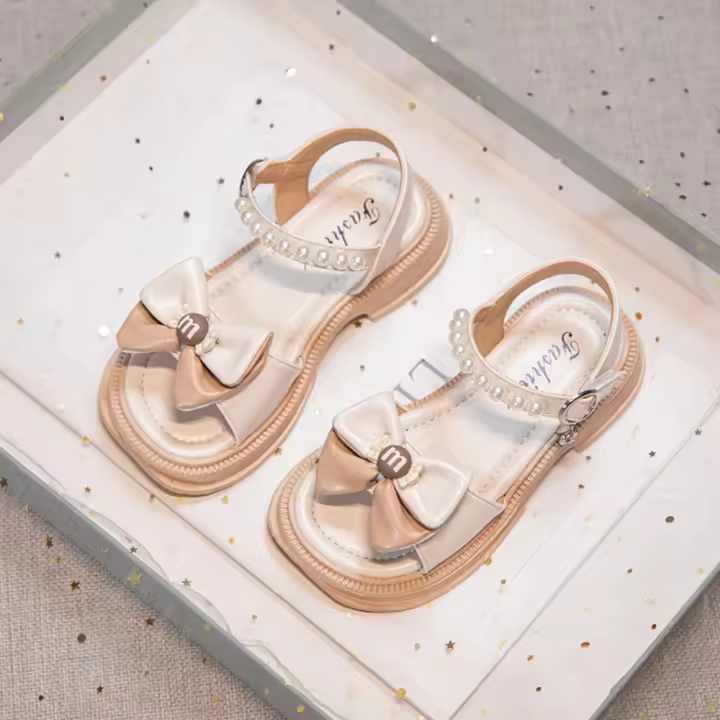 Sandalias de moda para hombre, novedad de verano, princesa de perlas para niña con suela suave y antideslizante para zapatos de playa - 1