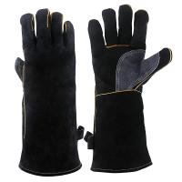 Guantes de cuero de vaca resistentes al calor y al fuego para chimenea, estufa, horno, parrilla, soldadura, barbacoa, manejo de animales - details 1