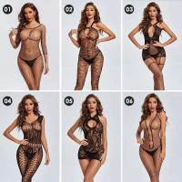 Body sexy a cuadros, entrepierna abierta para mujer, lencería sexy de malla, mono ajustado, medias, ropa erótica - details 0