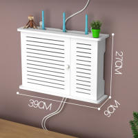 Caja de Almacenamiento para Router Inalámbrico Wifi de Madera con Soporte para Cables y Enchufe Placa de Pared Colgante - details 5