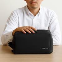 Neceser impermeable para hombre, bolsa de aseo de PU de mano de gran capacidad, bolsa de maquillaje ligera con separación de ropa seca y húmeda, para mujer y hombre - details 9