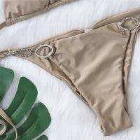 Traje de baño dividido de la correa del color sólido de las mujeres del diamante artificial de los nuevos accesorios del metal atractivo del bikini del día de fiesta - details 36