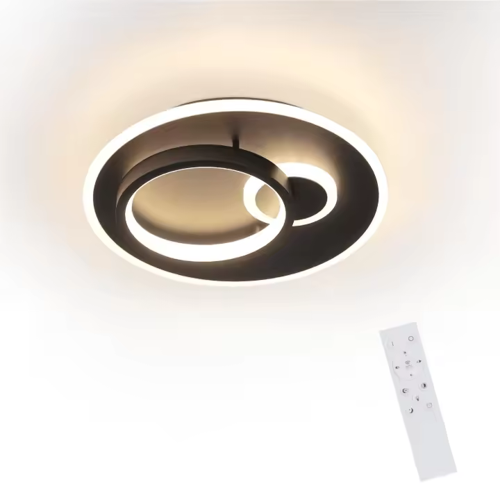 CBJKTX Lámpara de Techo LED Sala de Estar Lámpara de Cocina Negra 33W Regulable con Control Remoto Lámpara de Diseño Moderno Lámpara Redonda - 1