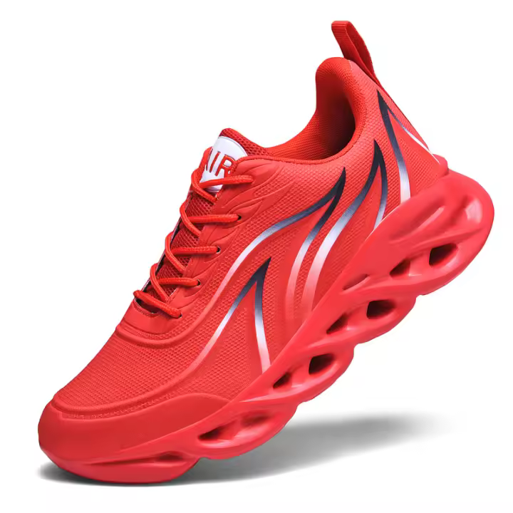 Zapatillas de deporte con estampado de llamas para hombre, zapatos deportivos con tejido volador, zapatos cómodos para correr, zapatos atléticos para hombres al aire libre - 1
