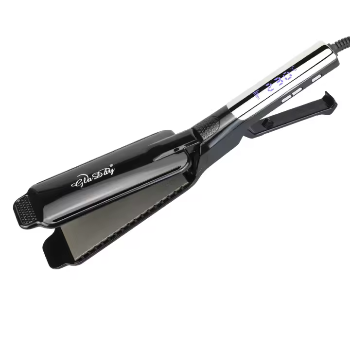 Plancha de pelo profesional de hierro plano de titanio con pantalla LCD Digital, plancha alisadora de pelo de calentamiento instantáneo de doble voltaje - 1