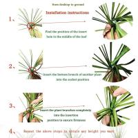Hierba de caña artificial, cebollas falsas, plantas herbáceas verdes tropicales, manojos de hojas, hierba de PVC para bodas, jardines, exteriores - details 5