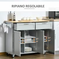 Cocina en Movimiento Mueble Auxiliar de Cocina con 2 Cajones, 3 Puertas y Barra Lateral - details 3