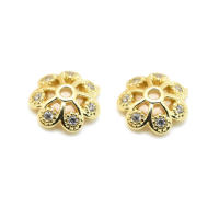20 piezas de latón y circonita de Color dorado de 18K, tapas de cuentas de flores, suministros de joyería Diy de alta calidad, accesorios para collares y pendientes - details 2