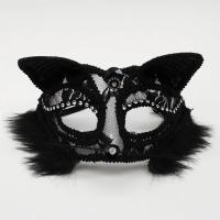 Máscara de encaje de Halloween media cara bola de mascarada femenina Cosplay Animal cara de gato máscara negra - details 4